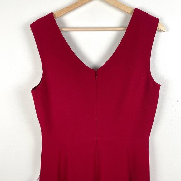 Dress the Population Sandra Gown Sz L Garnet Red Plunge Trumpet Wedding Evening - Picture 10 of 12